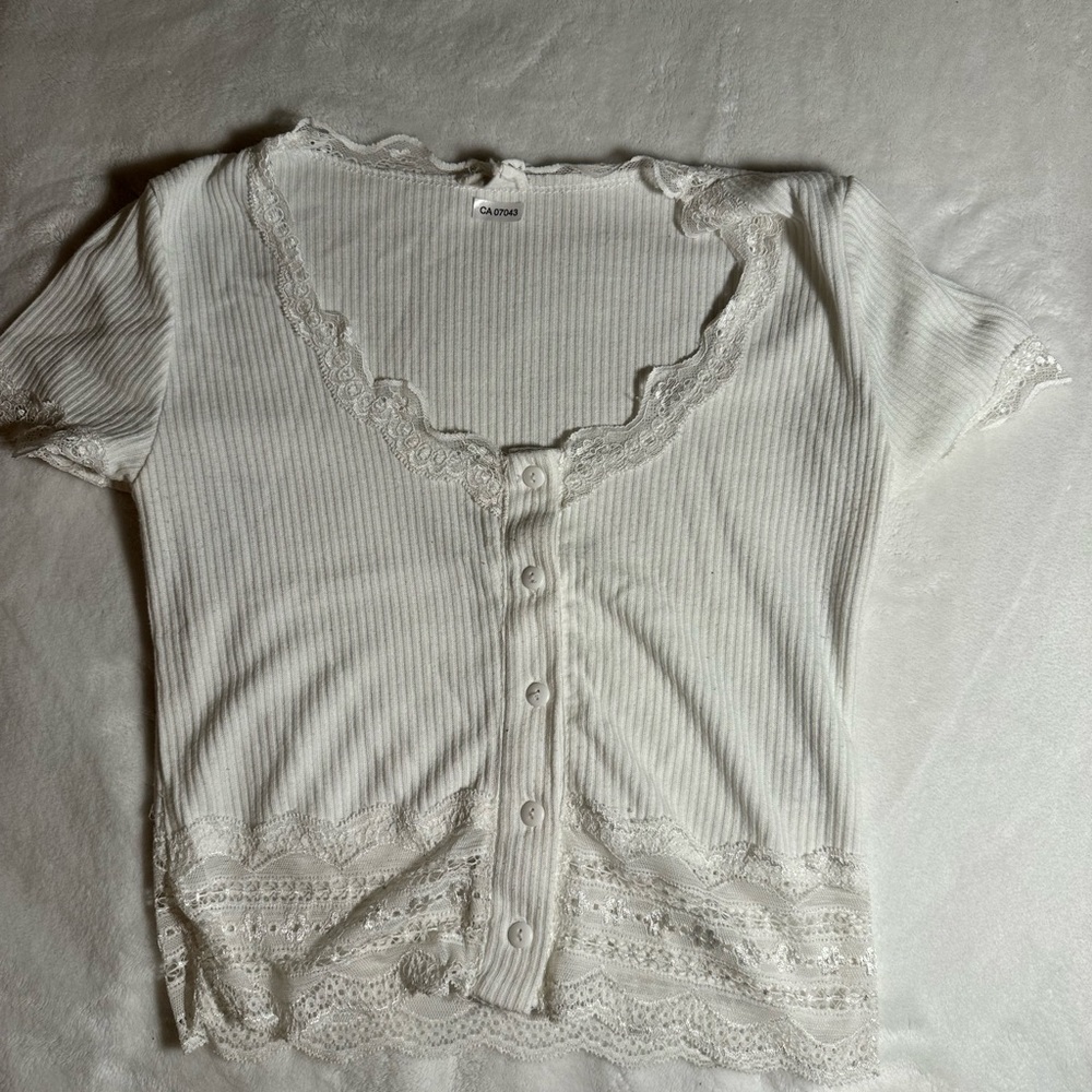 White lace crop top